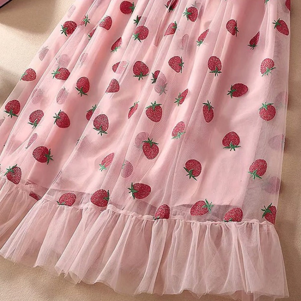 New Glitter Strawberry Summer Tulle Dress S: Small - Picture 12 of 15